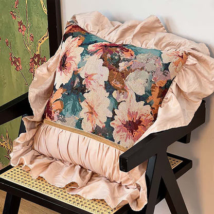 Poppy pillow with a ruffle