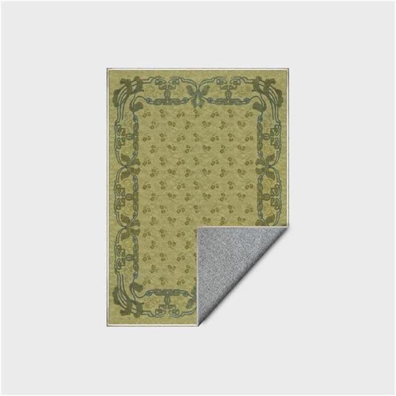 Washable rug with a floral border