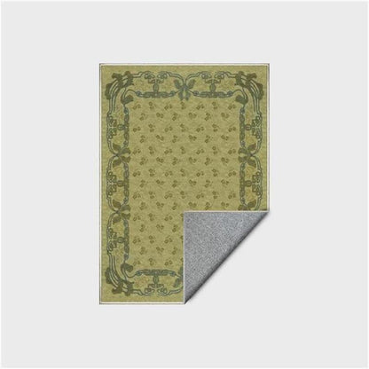 Washable rug with a floral border