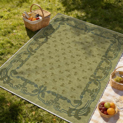 Washable rug with a floral border