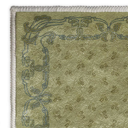 Washable rug with a floral border