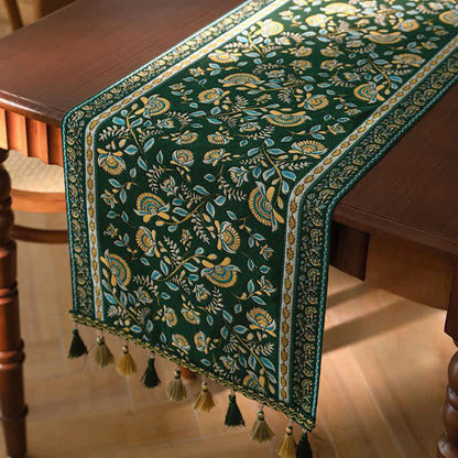 Jacquard table runner with branches