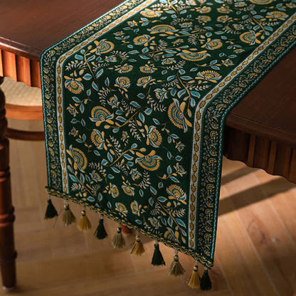 Jacquard table runner with branches