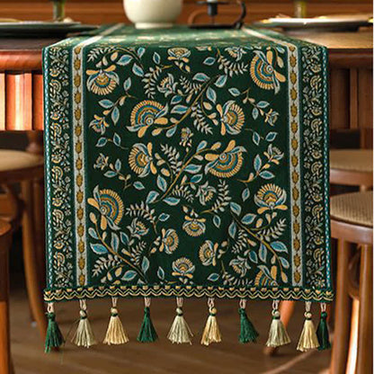 Jacquard table runner with branches