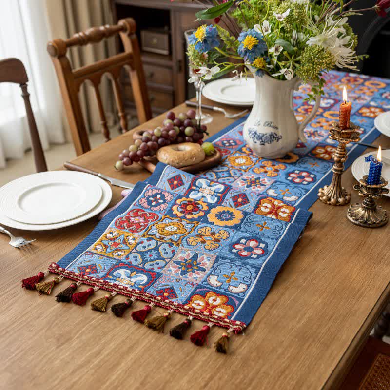 Bieżnik żakardowy geometryczny