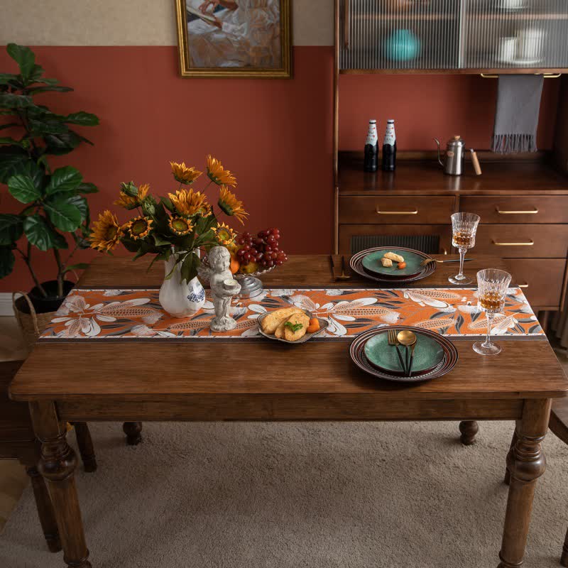 Jacquard table runner with corn pattern