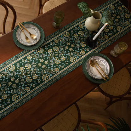 Jacquard table runner with branches