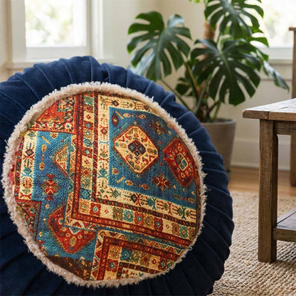 Folk patchwork decorative pillow