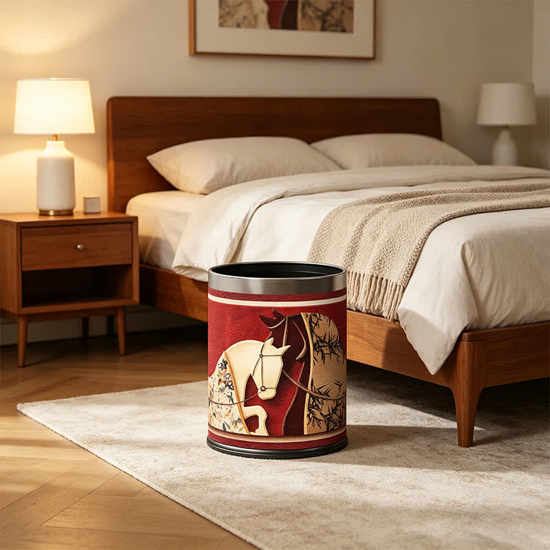 Poubelle avec motif de chevaux