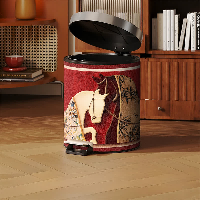 Poubelle avec motif de chevaux