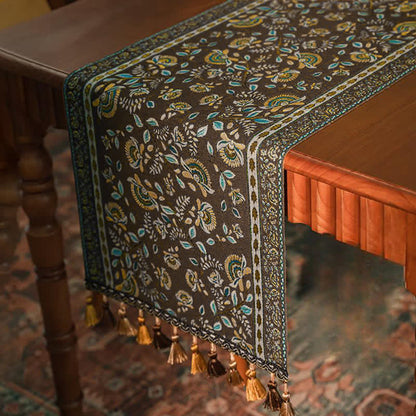 Jacquard table runner with branches