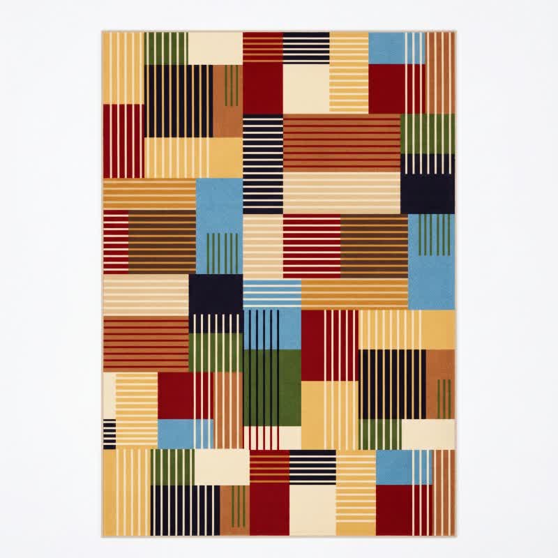 Geometric patchwork rug, washable