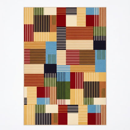 Geometric patchwork rug, washable