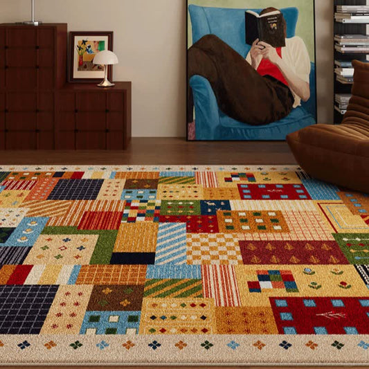 Dywan geometryczny patchwork do prania
