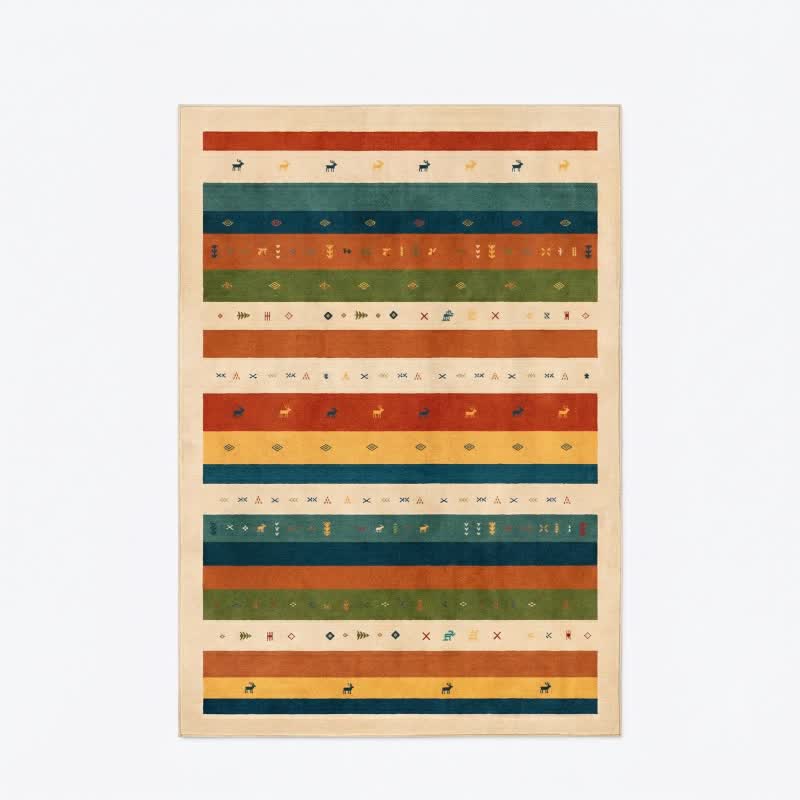 Striped geometric washable rug
