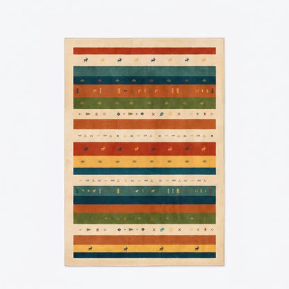 Striped geometric washable rug