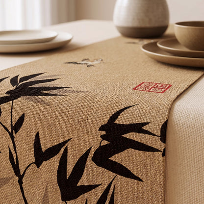 Bamboo-patterned table runner