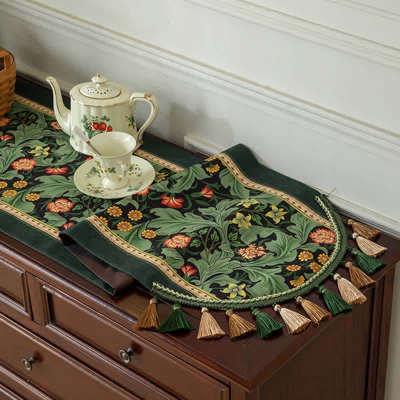 Floral jacquard table runner