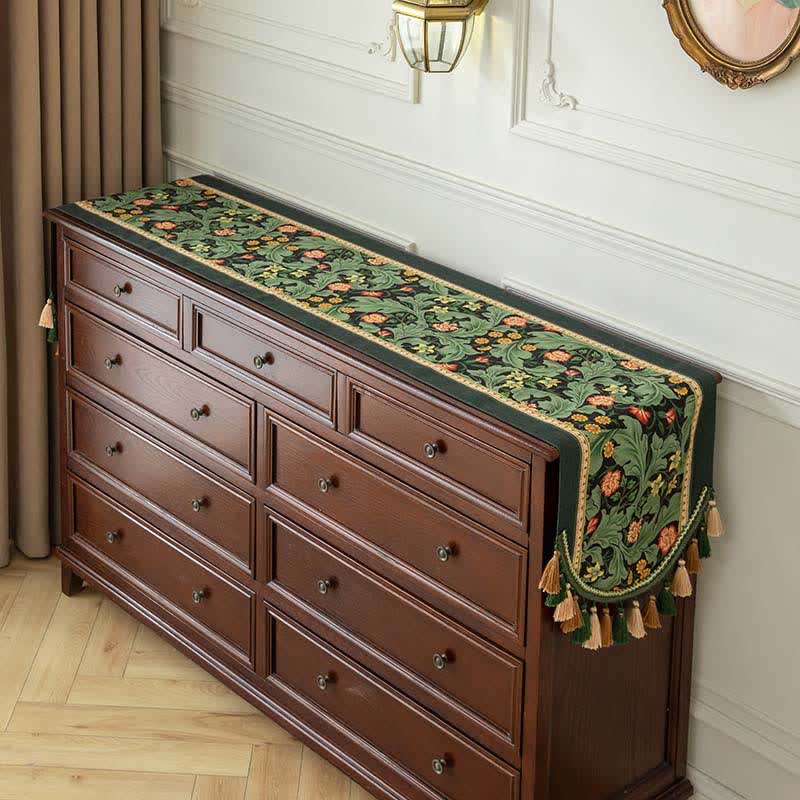 Floral jacquard table runner