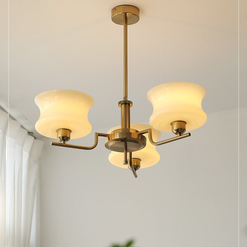 Żyrandol vintage LED E26/E27 złoty metalowo-szklany do salonu i jadalni