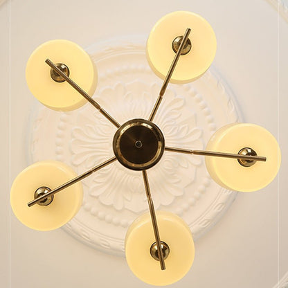 Żyrandol vintage LED E26/E27 złoty metalowo-szklany do salonu i jadalni
