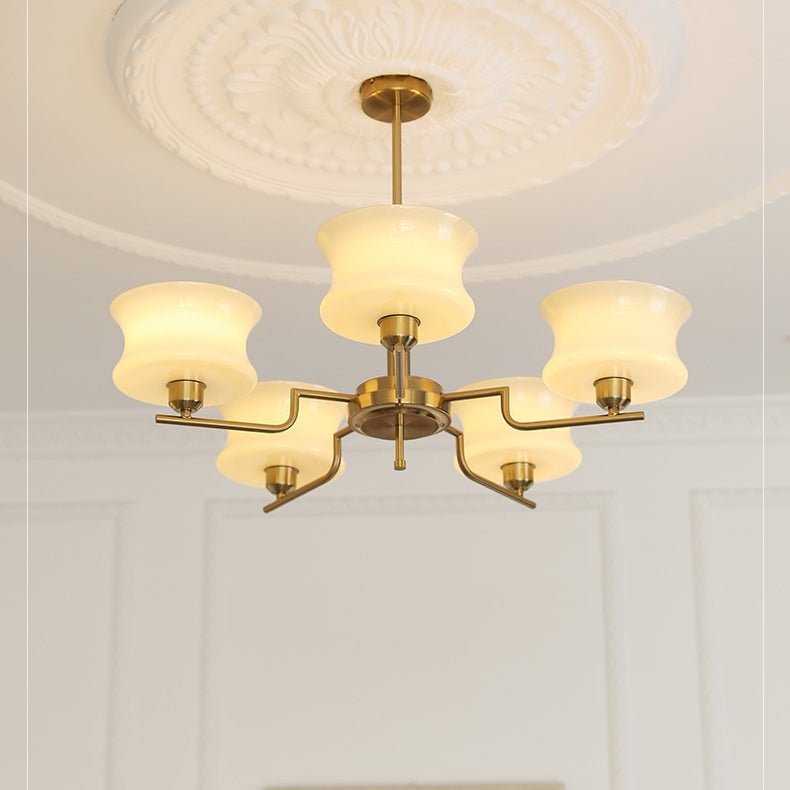 Żyrandol vintage LED E26/E27 złoty metalowo-szklany do salonu i jadalni