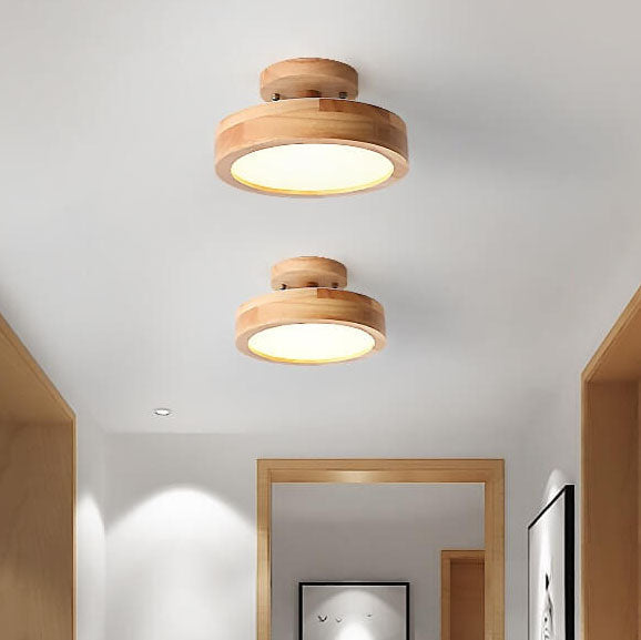 Lampa sufitowa LED z drewnianym mocowaniem