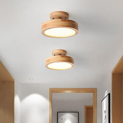 Lampa sufitowa LED z drewnianym mocowaniem