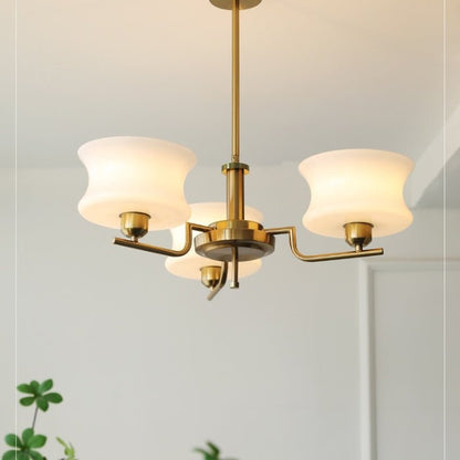 Żyrandol vintage LED E26/E27 złoty metalowo-szklany do salonu i jadalni