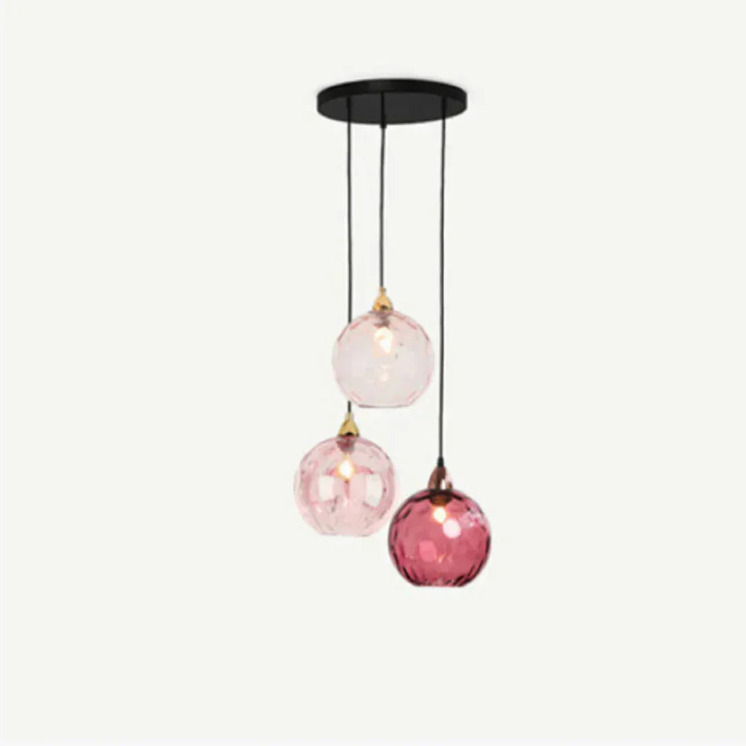 Trojitá skleněná závěsná lampa