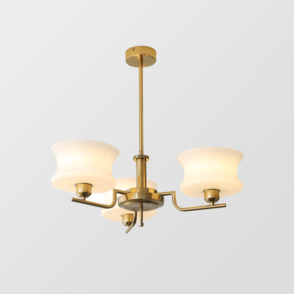 Żyrandol vintage LED E26/E27 złoty metalowo-szklany do salonu i jadalni