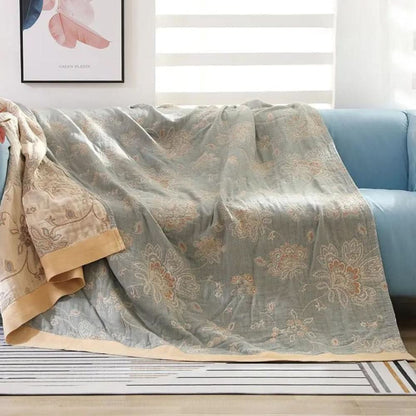 Koc jacquard z motywem kwiatowym