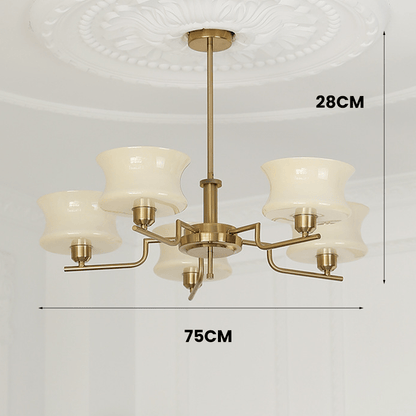 Żyrandol vintage LED E26/E27 złoty metalowo-szklany do salonu i jadalni