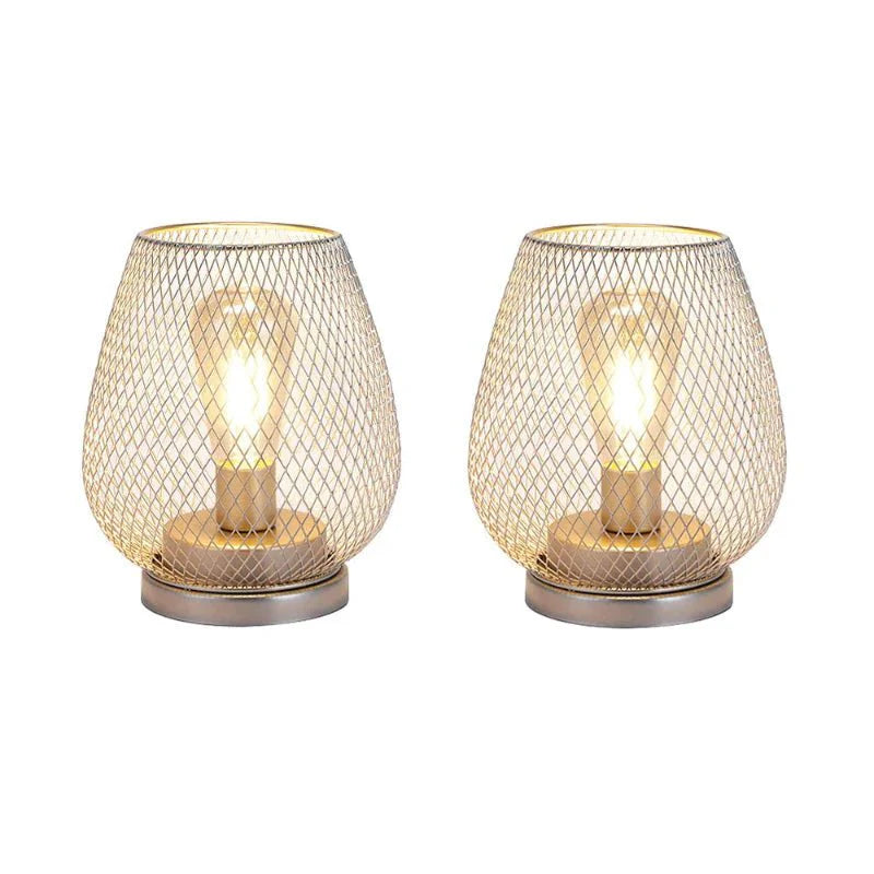 Metalowa Lampa Stołowa z Żarówką LED w Stylu Edison i Zasilaniem Bateryjnym