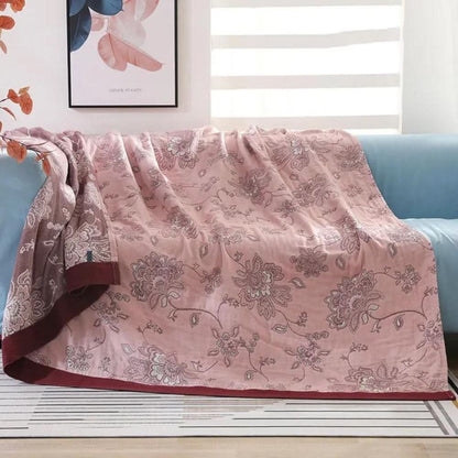 Koc jacquard z motywem kwiatowym
