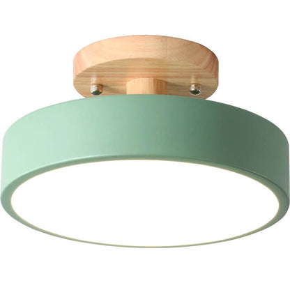 Lampa sufitowa LED z drewnianym mocowaniem