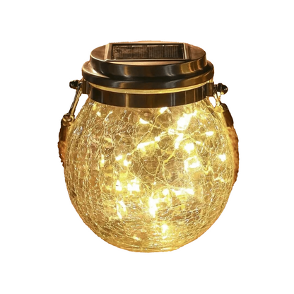 Solarna lampa ogrodowa LED ze szklanym kloszem i wzorem geometrycznym