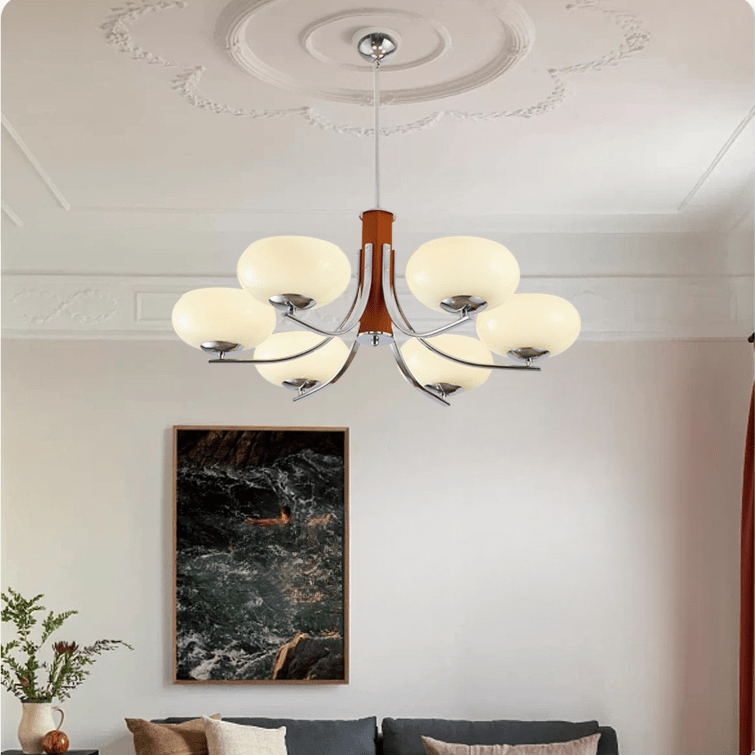 Żyrandol Bauhaus E27 3–6 punktowy LED metalowo-szklany do salonu