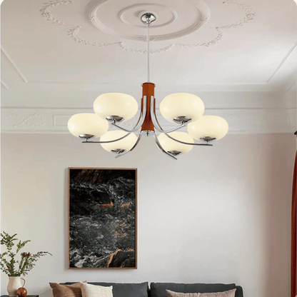 Żyrandol Bauhaus E27 3–6 punktowy LED metalowo-szklany do salonu