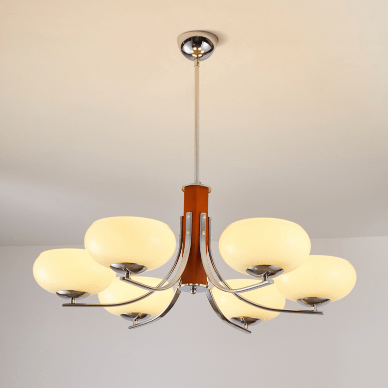 Żyrandol Bauhaus E27 3–6 punktowy LED metalowo-szklany do salonu