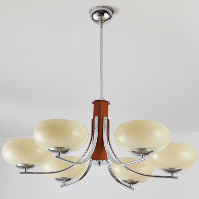 Żyrandol Bauhaus E27 3–6 punktowy LED metalowo-szklany do salonu
