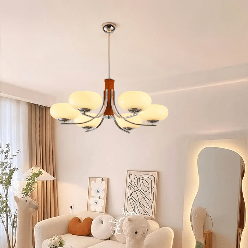 Żyrandol Bauhaus E27 3–6 punktowy LED metalowo-szklany do salonu