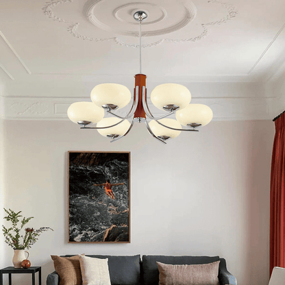 Żyrandol Bauhaus E27 3–6 punktowy LED metalowo-szklany do salonu