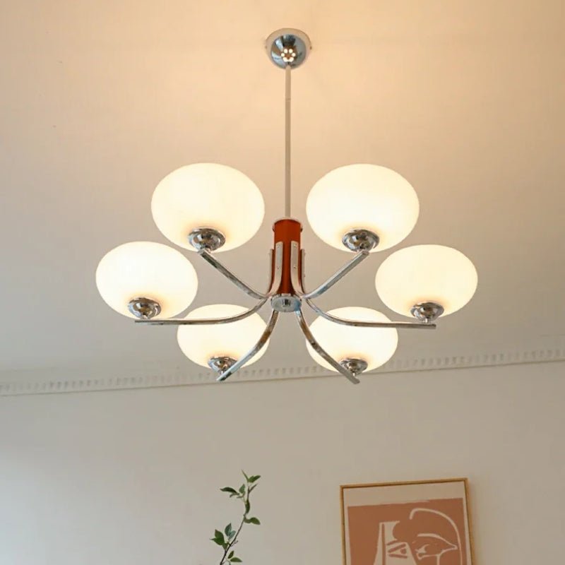 Żyrandol Bauhaus E27 3–6 punktowy LED metalowo-szklany do salonu