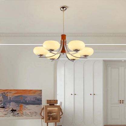 Żyrandol Bauhaus E27 3–6 punktowy LED metalowo-szklany do salonu