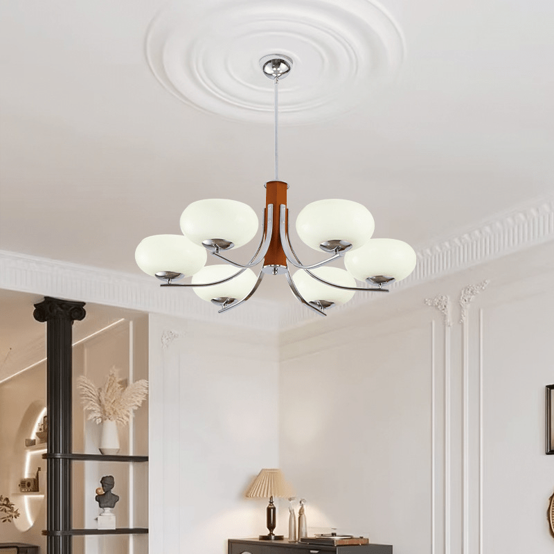 Żyrandol Bauhaus E27 3–6 punktowy LED metalowo-szklany do salonu