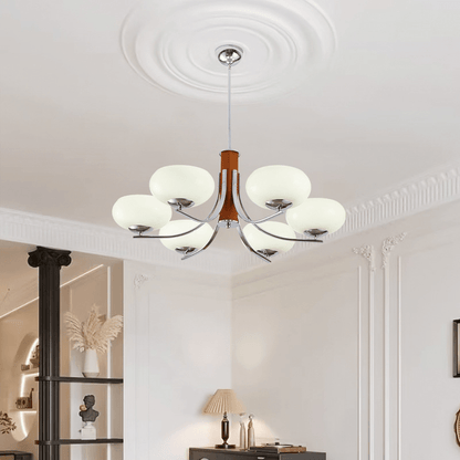 Żyrandol Bauhaus E27 3–6 punktowy LED metalowo-szklany do salonu
