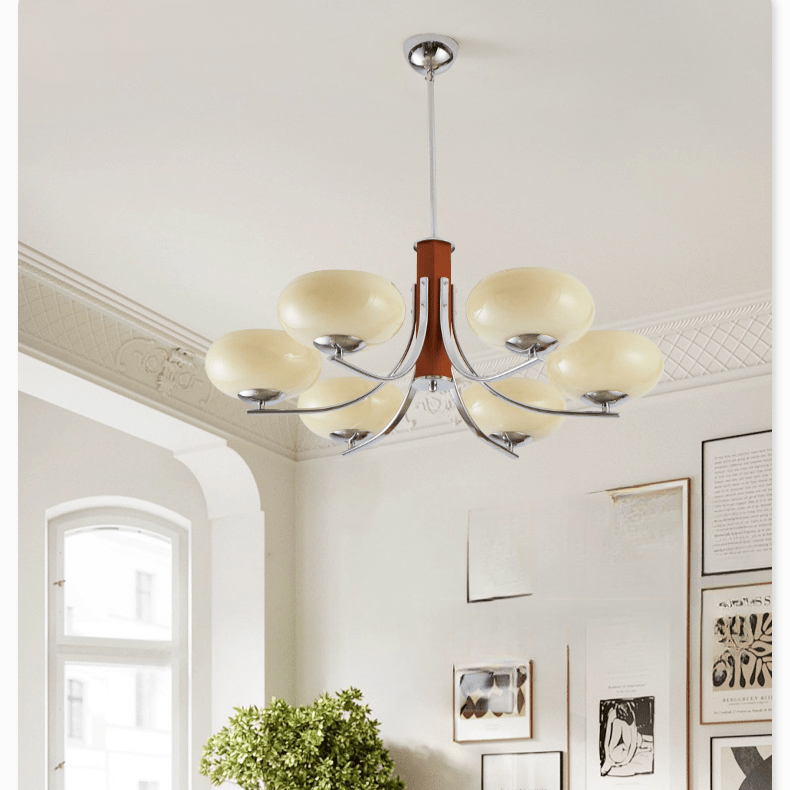 Żyrandol Bauhaus E27 3–6 punktowy LED metalowo-szklany do salonu
