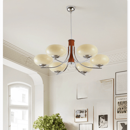 Żyrandol Bauhaus E27 3–6 punktowy LED metalowo-szklany do salonu
