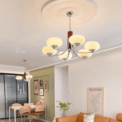 Żyrandol Bauhaus E27 3–6 punktowy LED metalowo-szklany do salonu